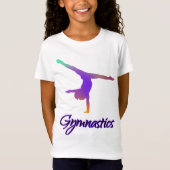Gymnastiek Cartwheel Roze Paarse Ombre Gradiënt T-shirt (Voorkant)