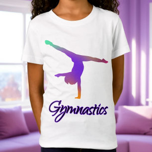 Gymnastiek Cartwheel Roze Paarse Ombre Gradiënt T-shirt