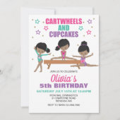 Gymnastiek Cartwheels en Cupcakes Birthday Invita Kaart (Voorkant)