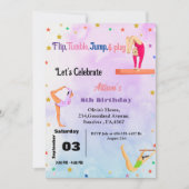 Gymnastiek Cartwheels meisje verjaardagsfeest Kaart (Voorkant)