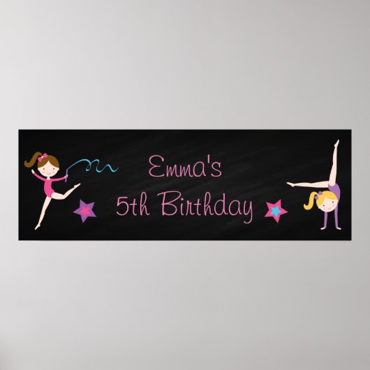 Gymnastiek Chalkboard - Aangepaste Birthday-banner Poster (Voorkant)
