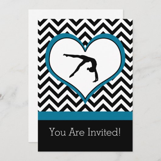Gymnastiek Chevron Hart Persoonlijke Party Uitnodi Kaart (Voorkant / Achterkant)