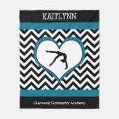 Gymnastiek Chevron Heart met monogram in zwart Fleece Deken (Voorkant)