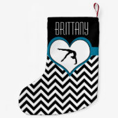 Gymnastiek Chevron Heart met monogram in zwart Kleine Kerstsok (Achterkant)