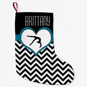 Gymnastiek Chevron Heart met monogram in zwart Kleine Kerstsok
