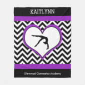 Gymnastiek Chevron Heart met monogram met Paars Fleece Deken (Voorkant)