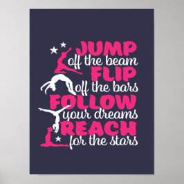 Gymnastiek Citaat Girl Gymnast springt van het vuu Poster