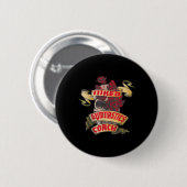 Gymnastiek Coach Inked Schedel & Kamp; Rode Rozen Ronde Button 5,7 Cm (Voorkant /achterkant)