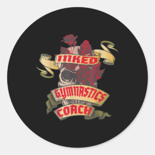 Gymnastiek Coach Inked Schedel & Kamp; Rode Rozen Ronde Sticker