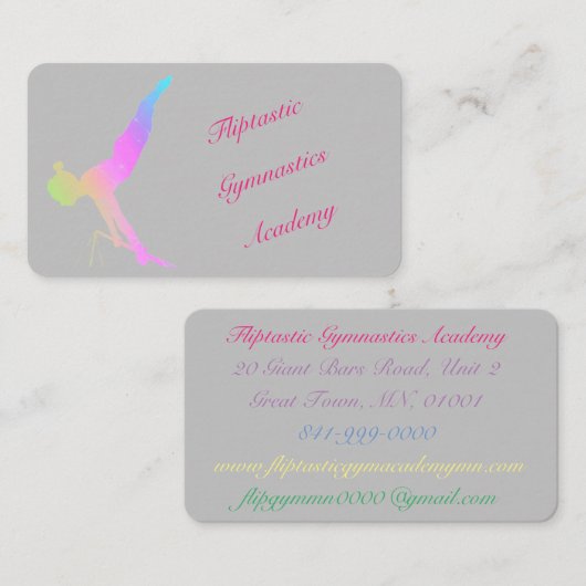 Gymnastiek Colorful Pastel Font Visitekaartje (Voorkant / Achterkant)