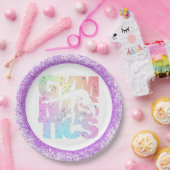 Gymnastiek Confetti Letters met Paarse glitter Papieren Bordje (Feest)