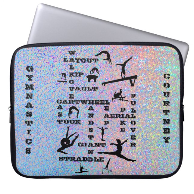 Gymnastiek Crossword Personalized Electronics Bag Laptop Sleeve (Voorkant)