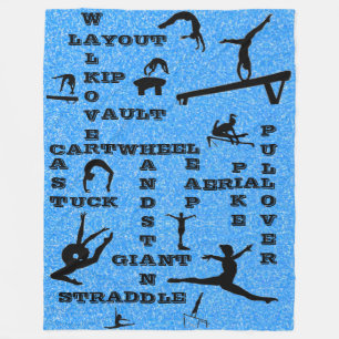 Gymnastiek Crosswords Skills Blue Glitter Fleece Deken