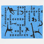Gymnastiek Crosswords Skills Blue Glitter Fleece Deken (Voorkant (Horizontaal))
