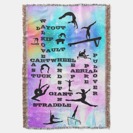 Gymnastiek Crosswords Throw Blanket Deken (Voorkant Verticaal)