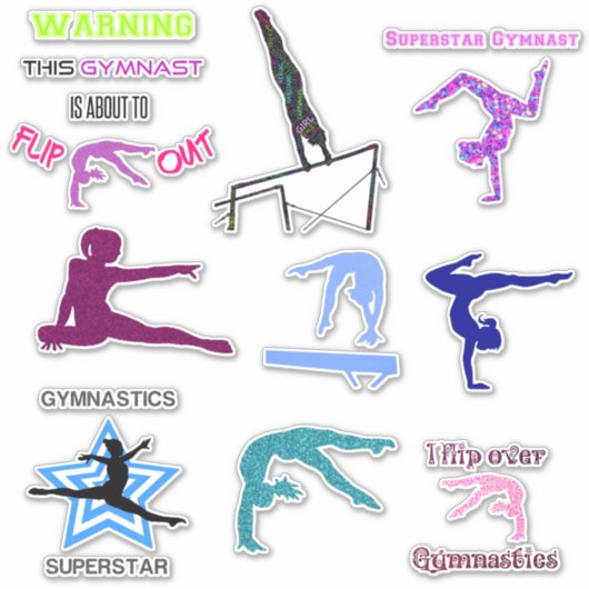 Gymnastiek Custom-Cut Vinyl Stickers (Voorkant)