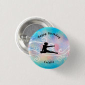 Gymnastiek / Dance Happy Birthday Custom Swirl Ronde Button 3,2 Cm (Voorkant /achterkant)