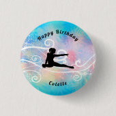 Gymnastiek / Dance Happy Birthday Custom Swirl Ronde Button 3,2 Cm (Voorkant)