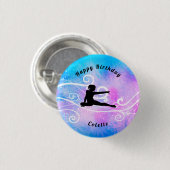 Gymnastiek / Dance Happy Birthday Custom Swirl Ronde Button 3,2 Cm (Voorkant /achterkant)