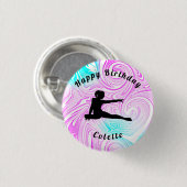Gymnastiek / Dance Happy Birthday Custom Swirl Ronde Button 3,2 Cm (Voorkant /achterkant)