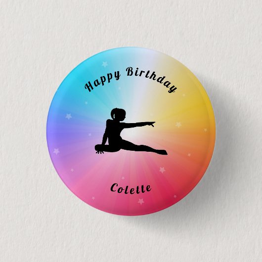 Gymnastiek / Dance Happy Birthday Rainbow Button (Voorkant)