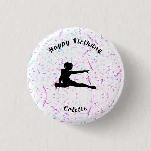 Gymnastiek / Dance Happy Birthday Streamers Button