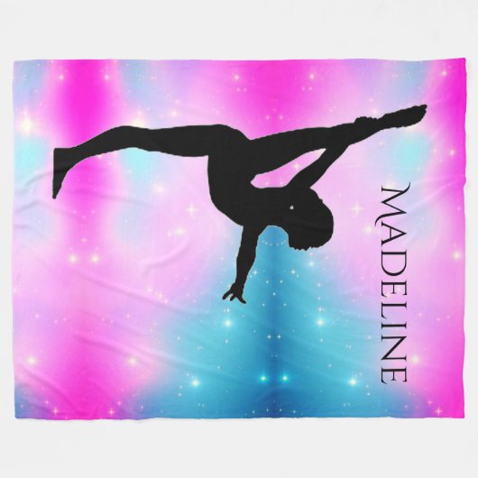 Gymnastiek Dance of Cheer Gradient met haar naam Fleece Deken (Voorkant (Horizontaal))