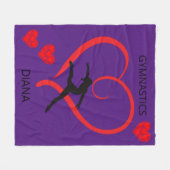 Gymnastiek deken met rode harten en gymnast. (Voorkant (Horizontaal))