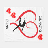 Gymnastiek deken met rode harten en gymnast. (Voorkant (Horizontaal))