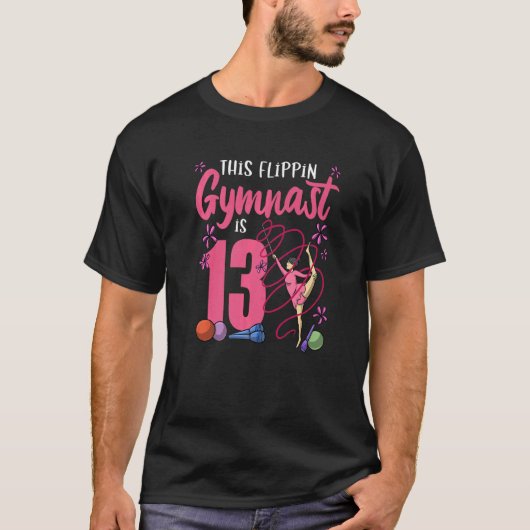 gymnastiek deze vlindergymnast is 13 gymnatics bir t-shirt (Voorkant)
