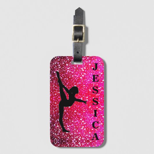 Gymnastiek drijvende harten bagagelabel (Voorkant (verticaal))