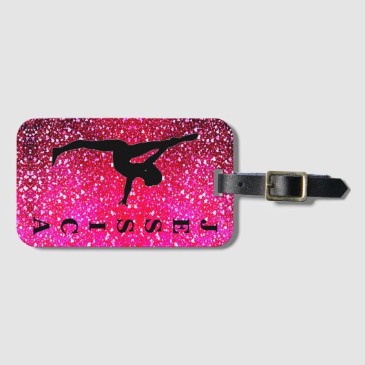 Gymnastiek drijvende harten bagagelabel (Voorkant (horizontaal))