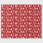 Gymnastiek en kerstbomen cadeaupapier (Vlak)