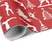 Gymnastiek en kerstbomen cadeaupapier (Rol Hoek)