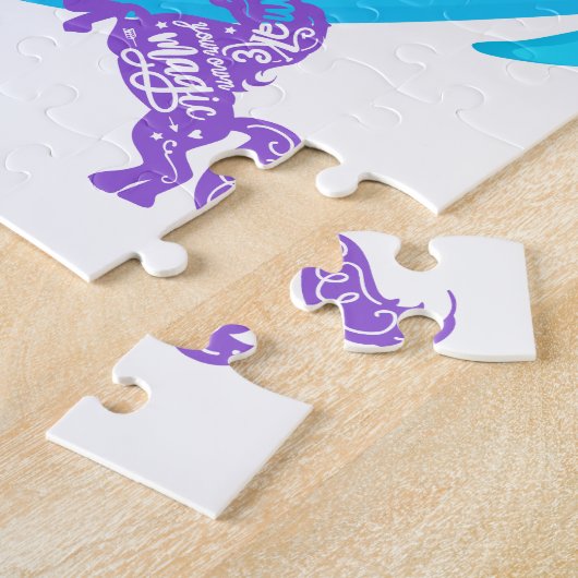 Gymnastiek en paarse pony's gepersonaliseerd legpuzzel (Zijkant)