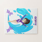 Gymnastiek en paarse pony's gepersonaliseerd legpuzzel (Horizontaal)