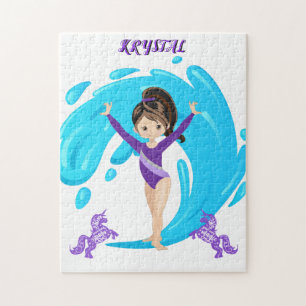 Gymnastiek en paarse pony's gepersonaliseerd legpuzzel