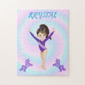 Gymnastiek en paarse pony's gepersonaliseerd legpuzzel (Verticaal)