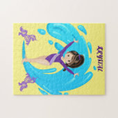 Gymnastiek en paarse pony's gepersonaliseerd legpuzzel (Horizontaal)