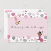 Gymnastiek Feest Bedankt in Pinks & Grey Briefkaart (Voorkant / Achterkant)