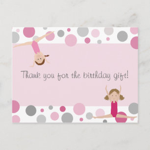 Gymnastiek Feest Bedankt in Pinks & Grey Briefkaart