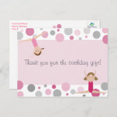 Gymnastiek Feest Bedankt in Pinks & Grey Briefkaart (Voorkant / Achterkant)
