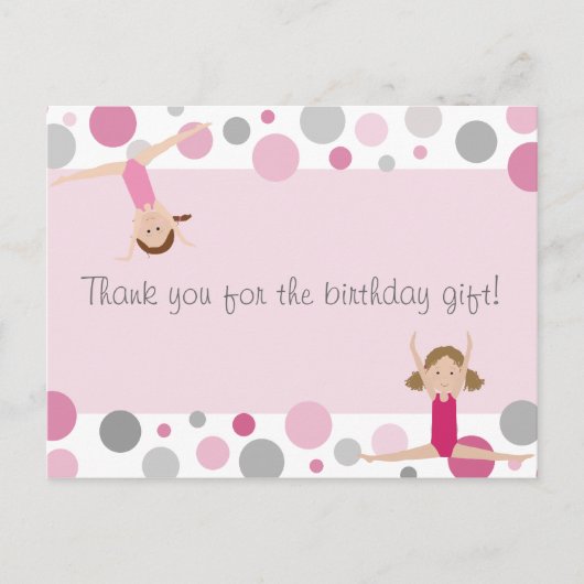 Gymnastiek Feest Bedankt in Pinks & Grey Briefkaart (Voorkant)