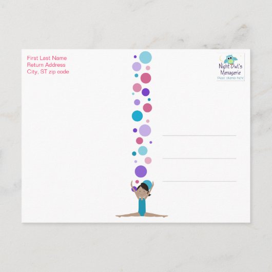 Gymnastiek Feest Bedankt in Roze, Paarse & Aqua Briefkaart (Achterkant)