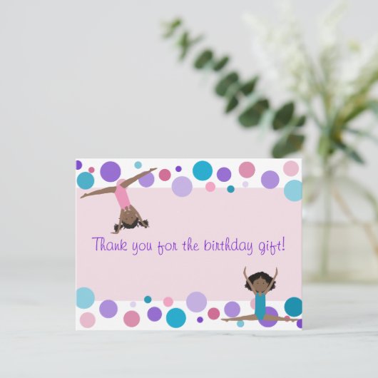 Gymnastiek Feest Bedankt in Roze, Paarse & Aqua Briefkaart (Staand voorkant)