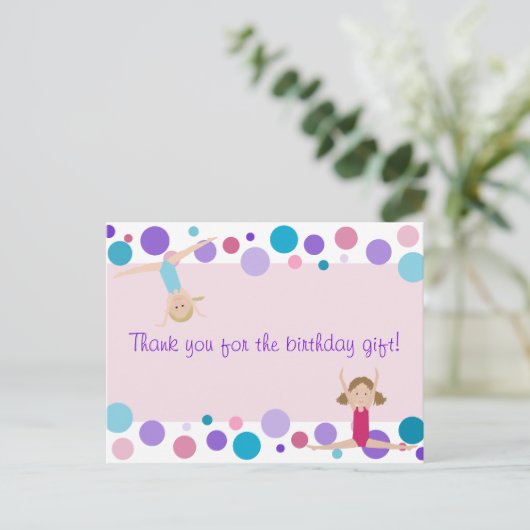 Gymnastiek Feest Bedankt in Roze, Paarse & Aqua Briefkaart (Staand voorkant)