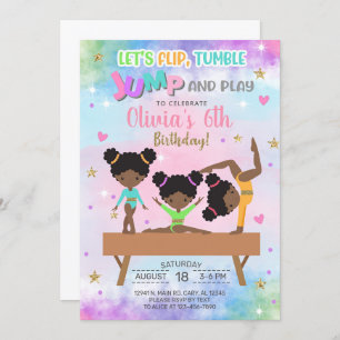 Gymnastiek flip tuimelsprong & spelen meisje verja kaart