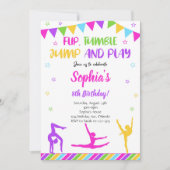 Gymnastiek Flip Tumble Jump Verjaardag uitnodiging (Voorkant)