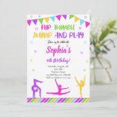 Gymnastiek Flip Tumble Jump Verjaardag uitnodiging (Staand voorkant)