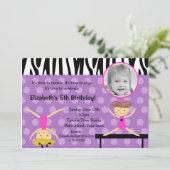 Gymnastiek Foto Birthday-uitnodigingen Kaart (Staand voorkant)